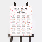 Bright Pink Confetti Personalised Wedding Table Plan