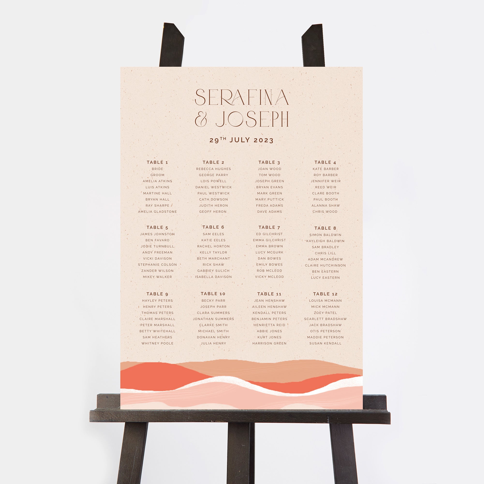 Palm Beach Personalised Wedding Table Plan