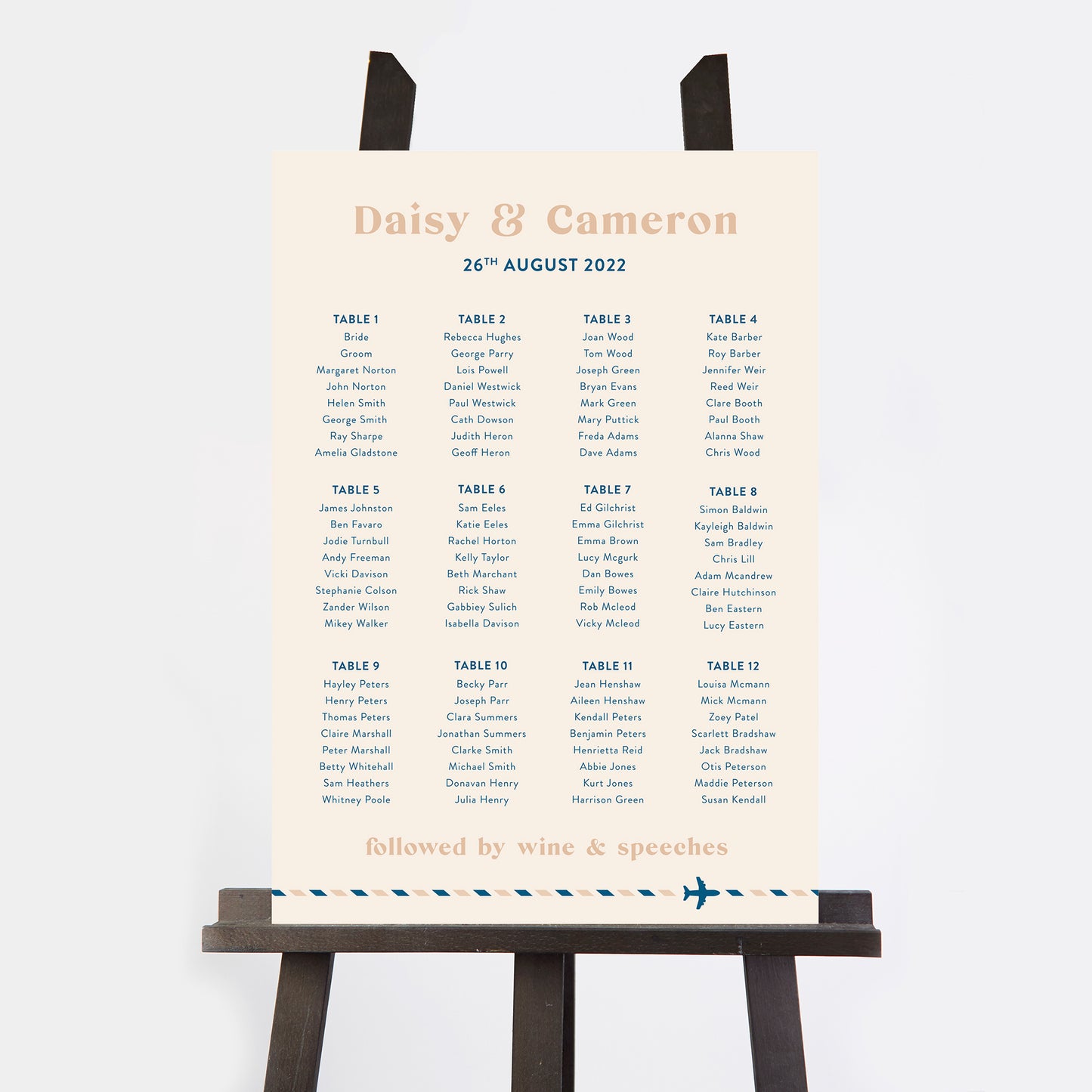 Muted Travel Personalised Wedding Table Plan