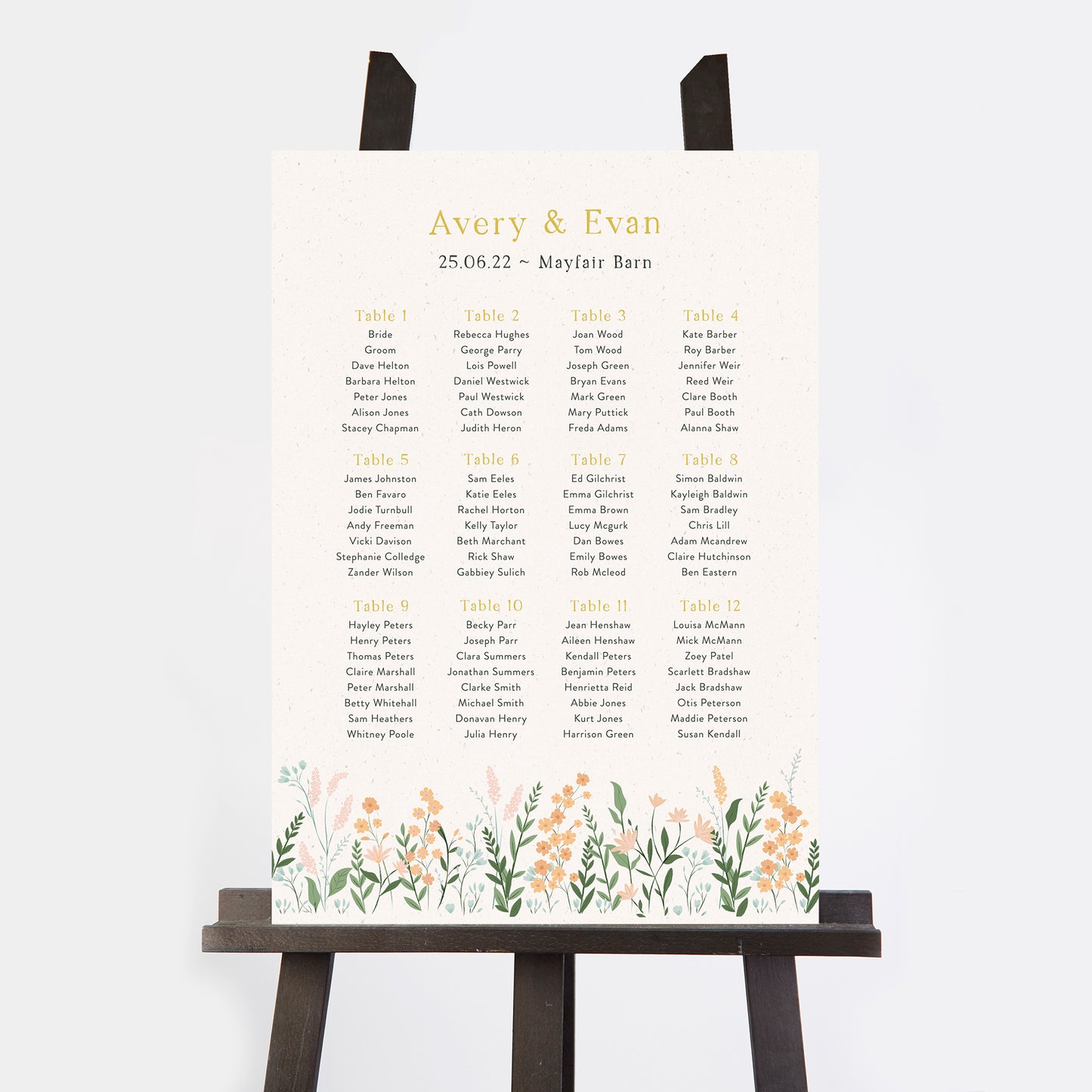 Summer Meadow Wedding Table Plan