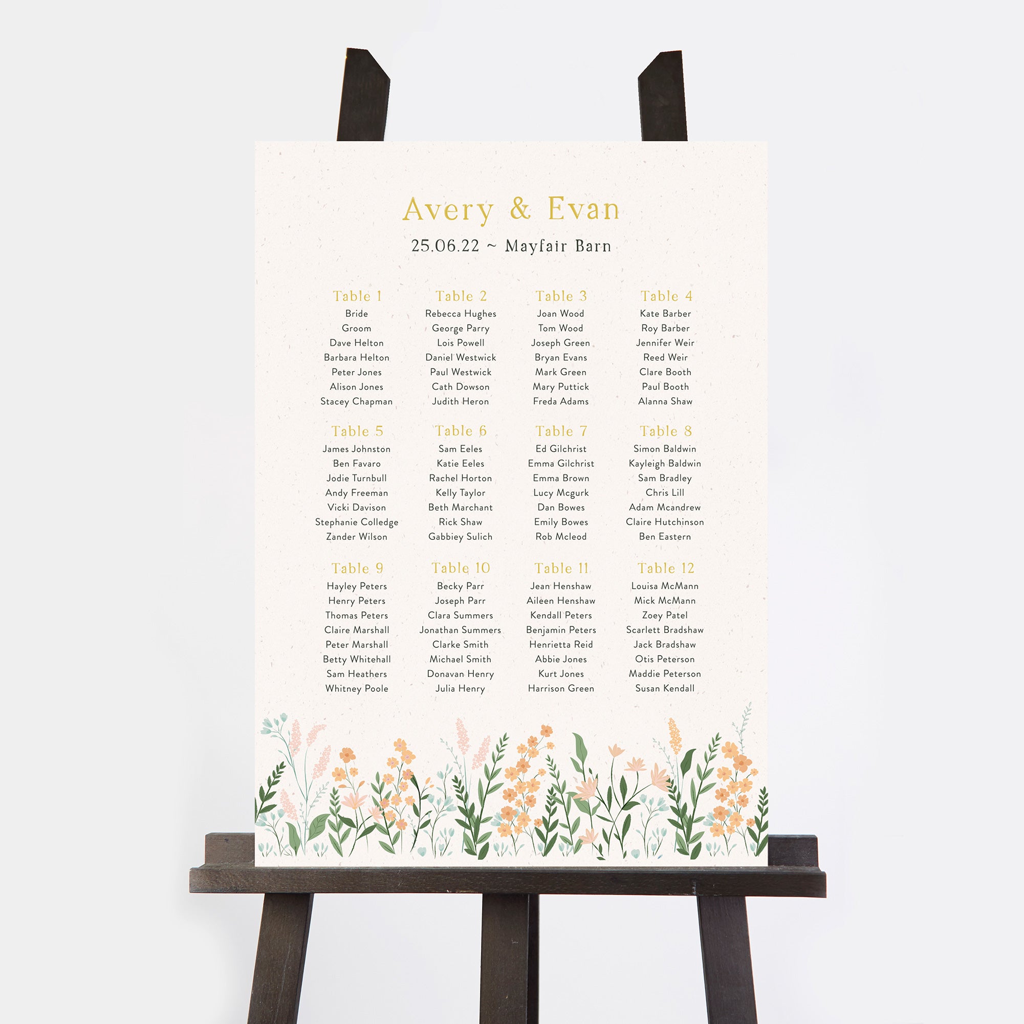 Summer Meadow Wedding Table Plan