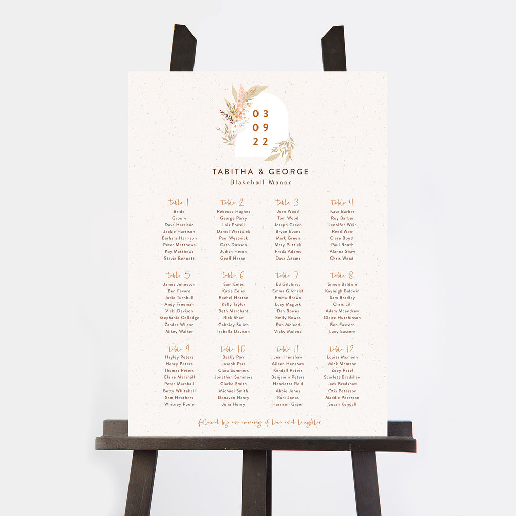 Modern Boho Personalised Wedding Table Plan