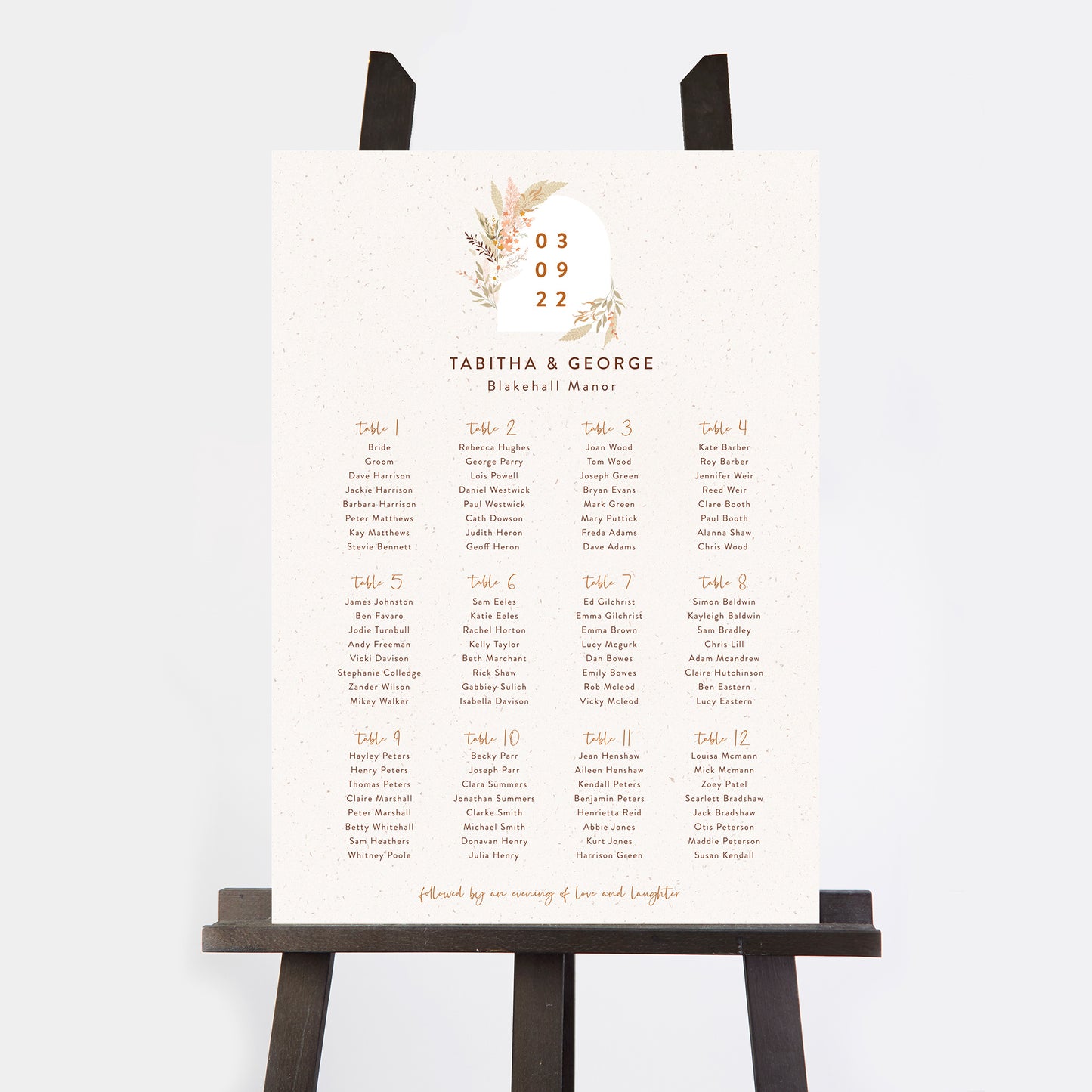 Modern Boho Personalised Wedding Table Plan