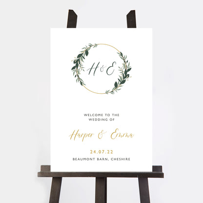 Foliage Hoop Wedding Welcome Sign
