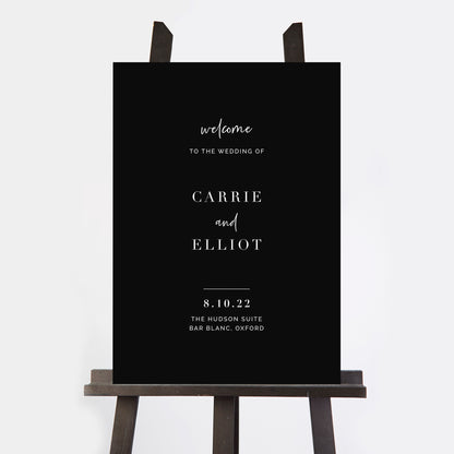 Black Modern Script Wedding Welcome Sign