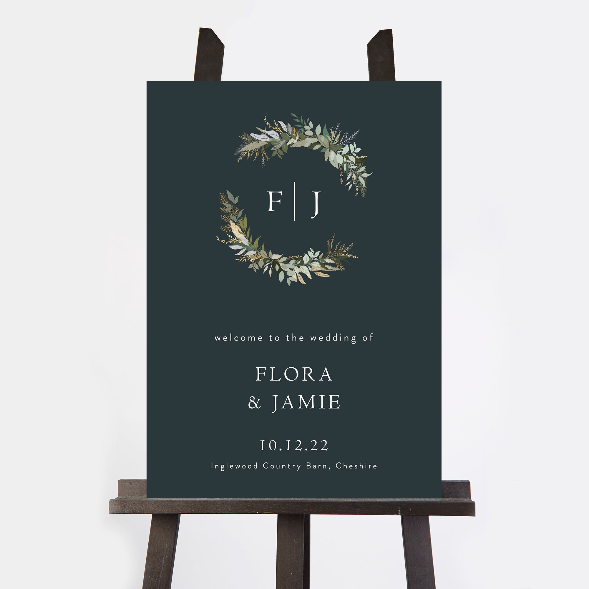 Winter Botanical Wedding Welcome Sign