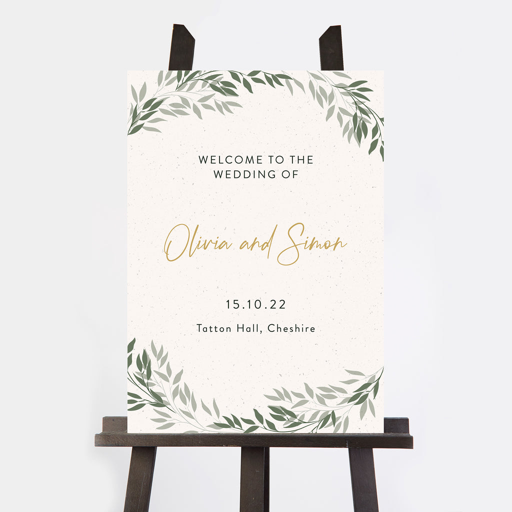Botanical Rustic Wedding Welcome Sign