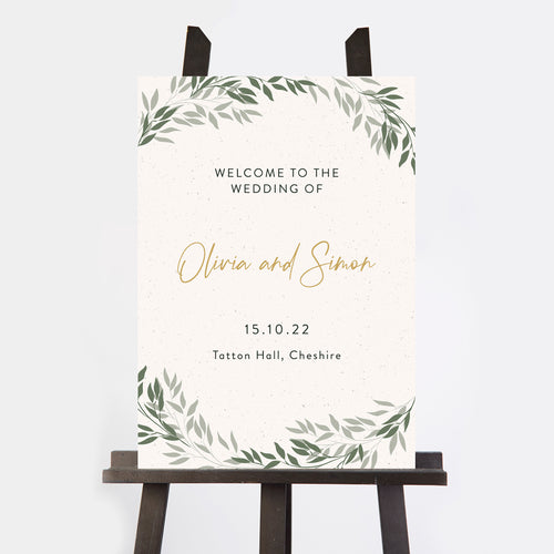 Botanical Rustic Wedding Welcome Sign