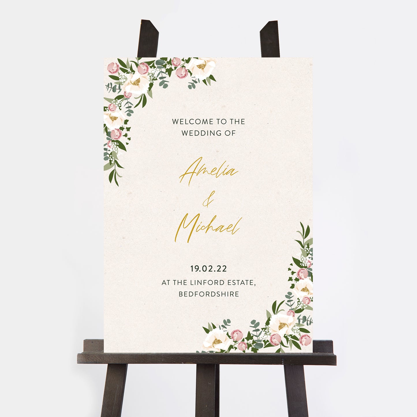Floral Hoop Wedding Welcome Sign