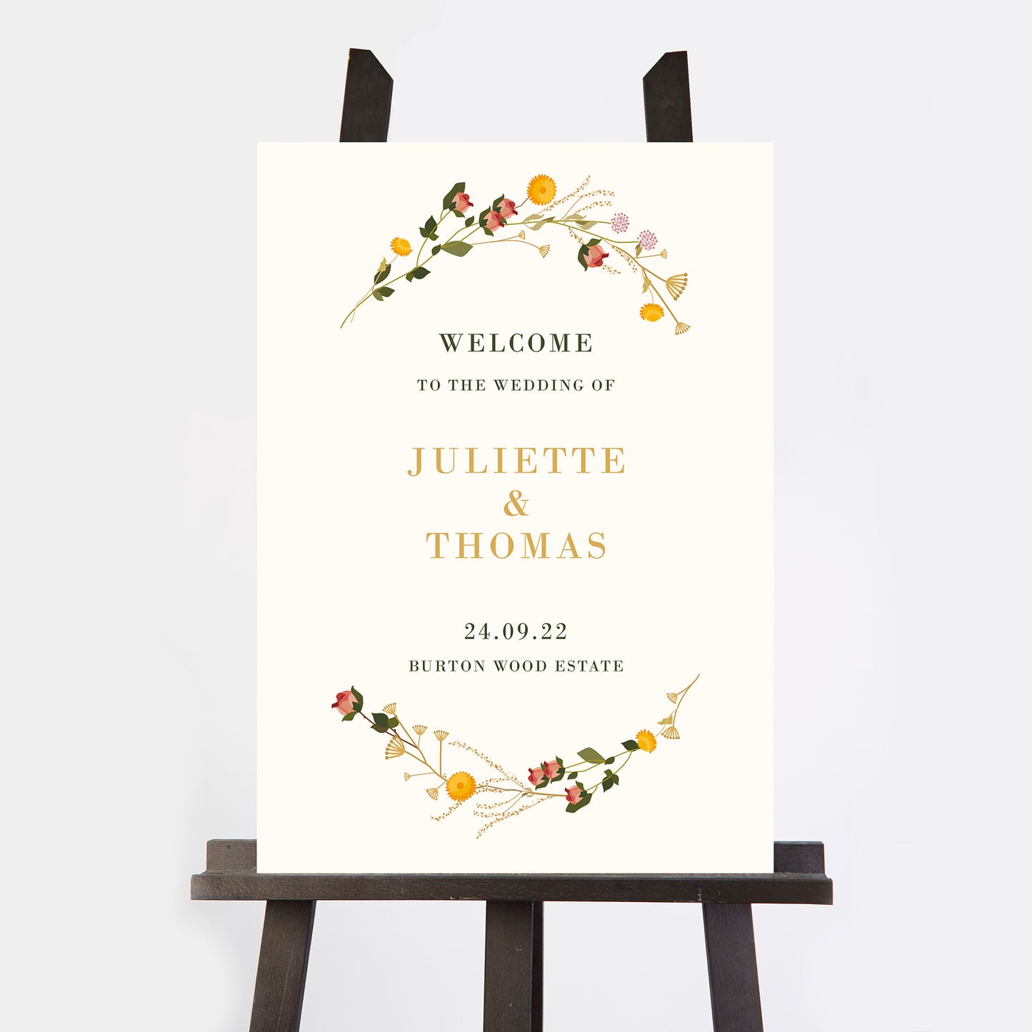 Rustic Wildflowers Wedding Welcome Sign