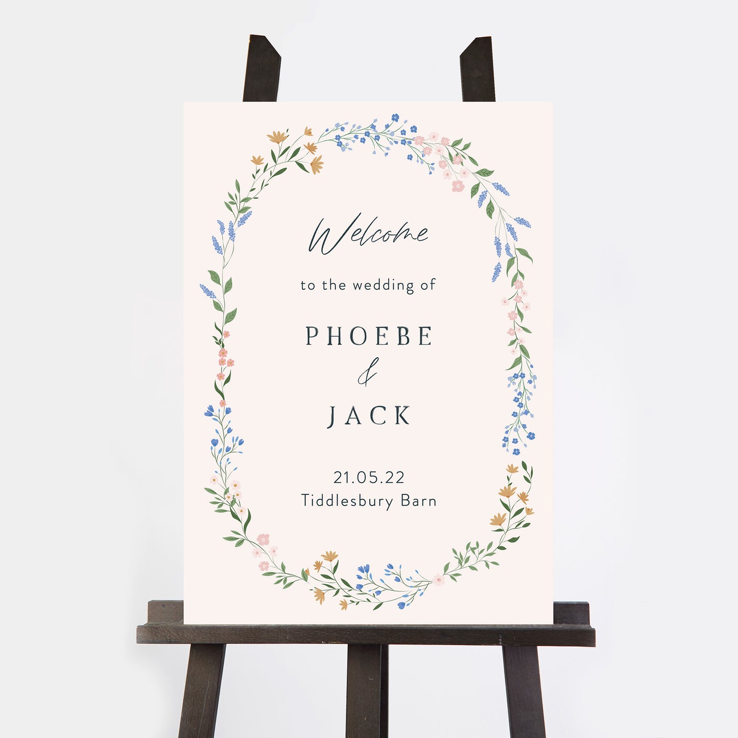 Wildflower Wreath Wedding Welcome Sign