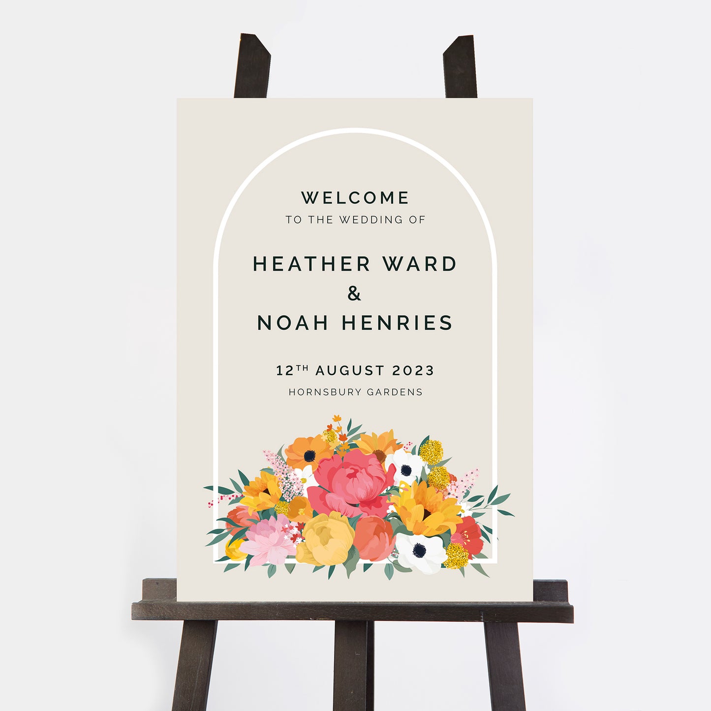 Bright Flowers Wedding Welcome Sign
