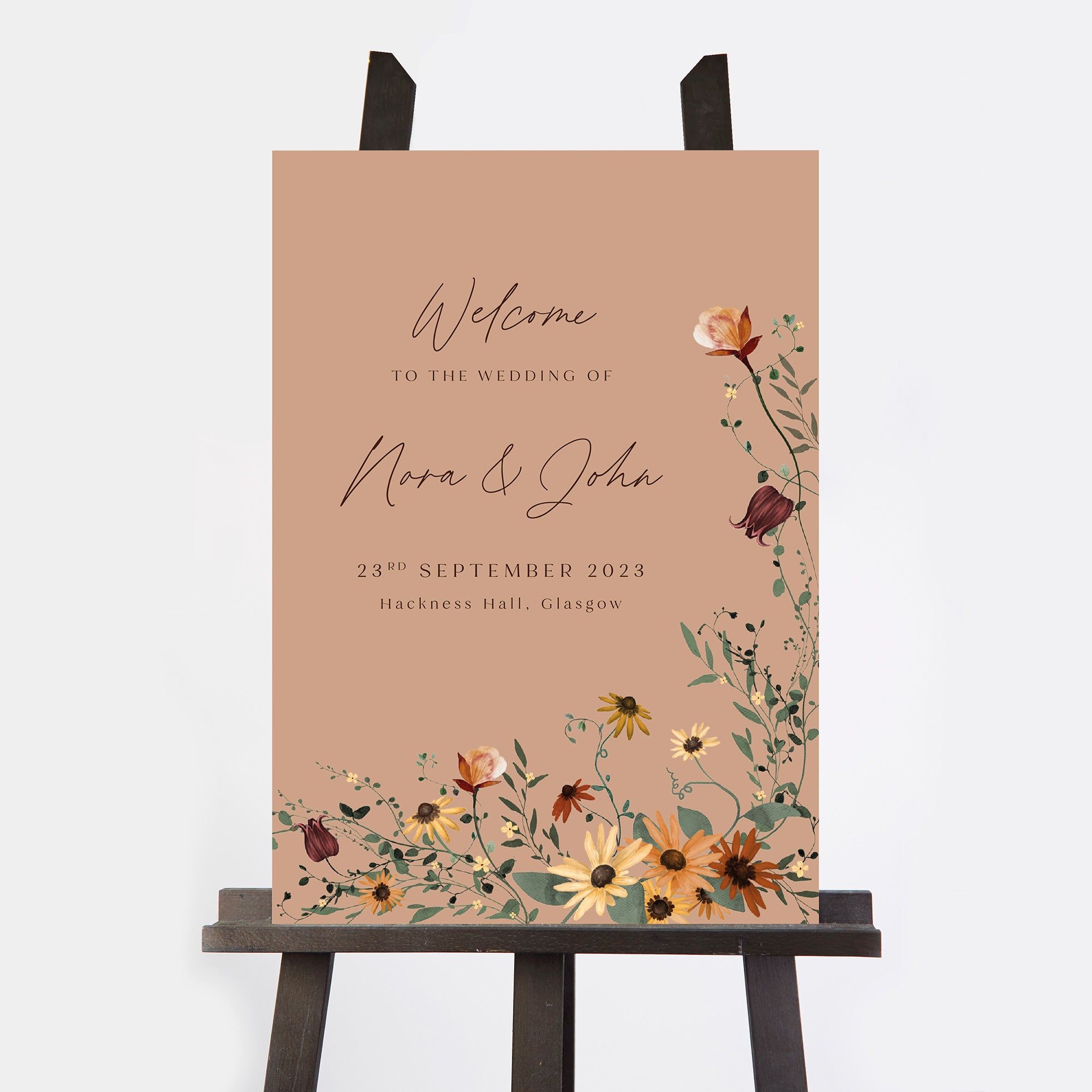 Autumn Wildflowers Wedding Welcome Sign
