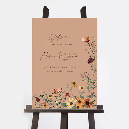 Autumn Wildflowers Wedding Welcome Sign