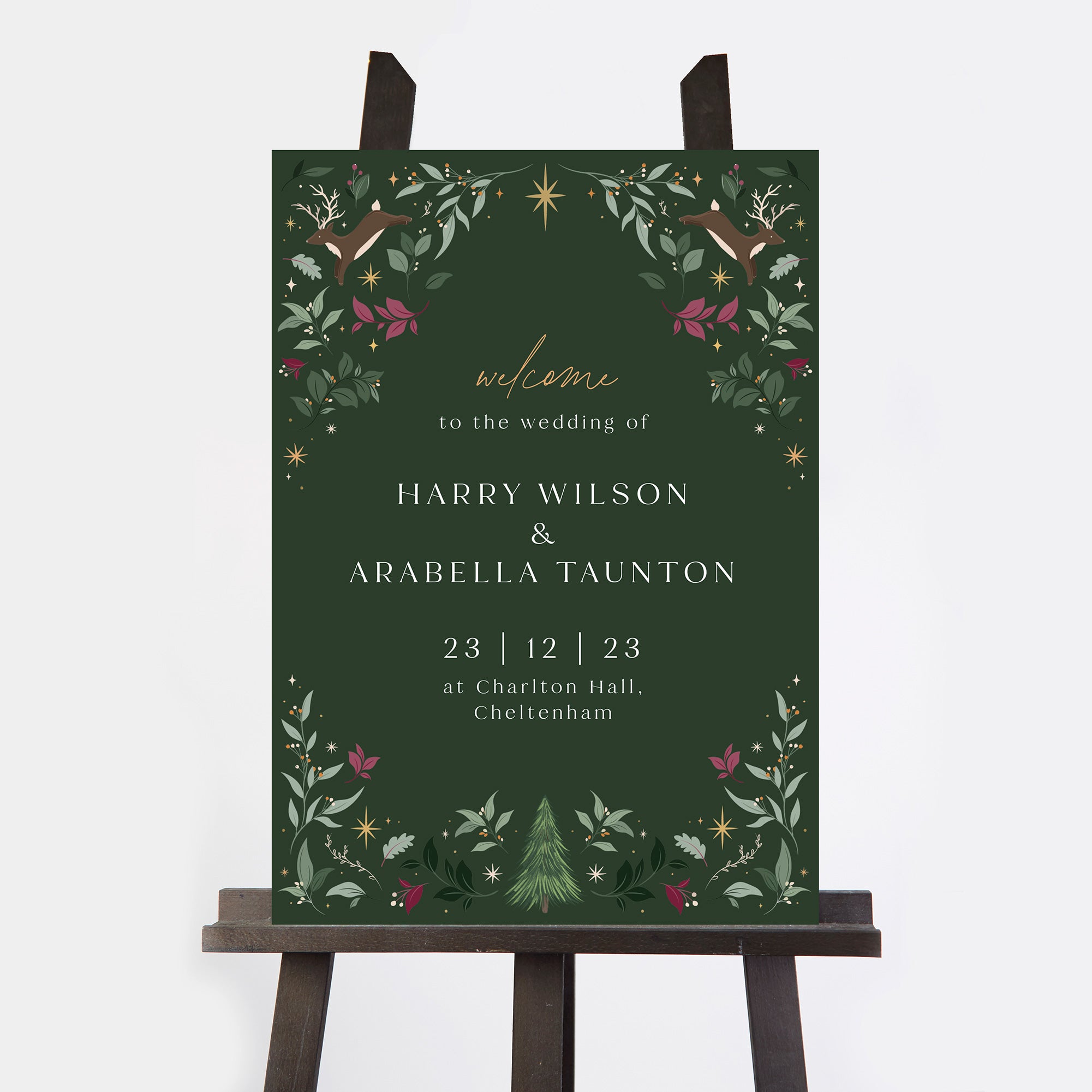 Winter Christmas Wedding Welcome Sign