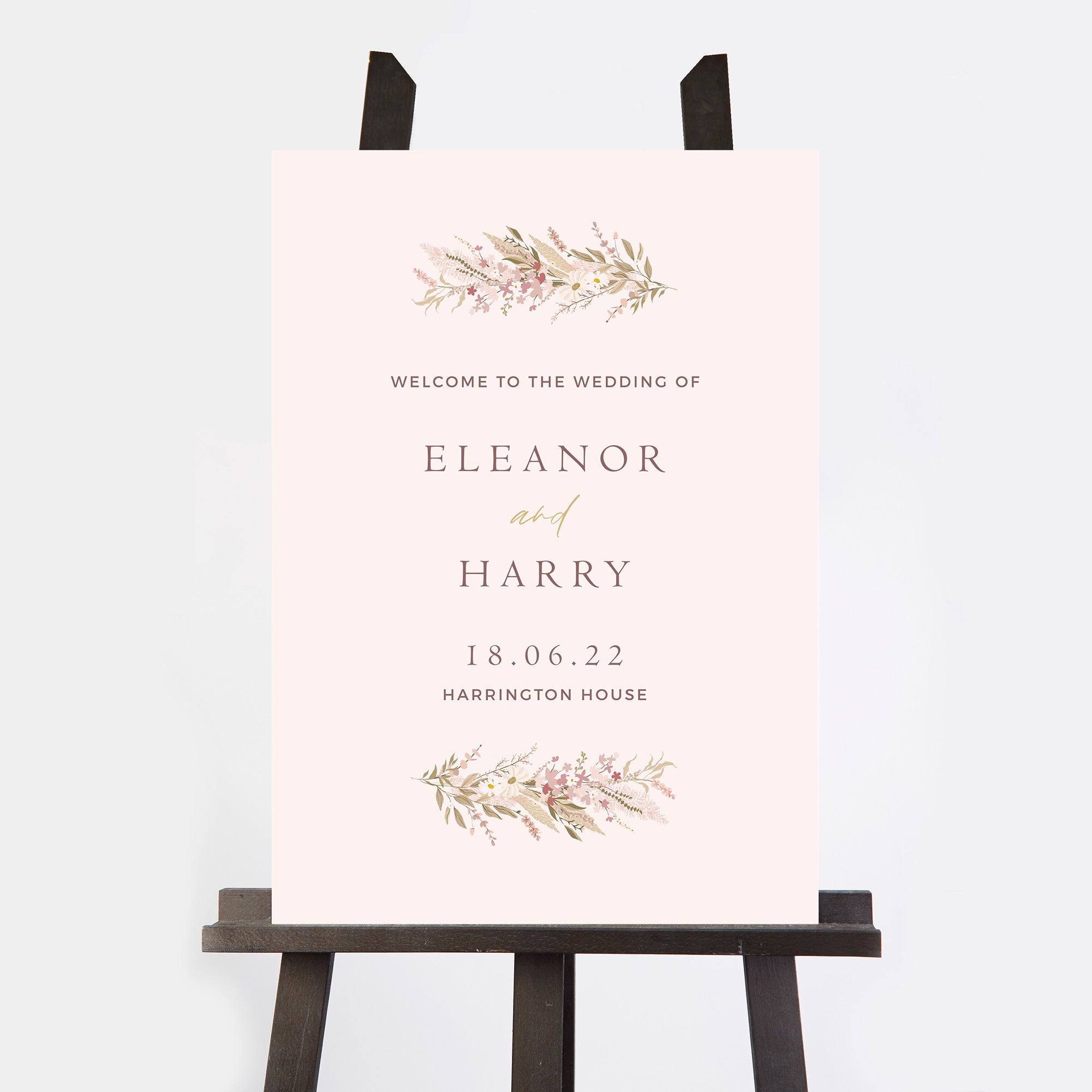 Dried Flower Hoop Wedding Welcome Sign