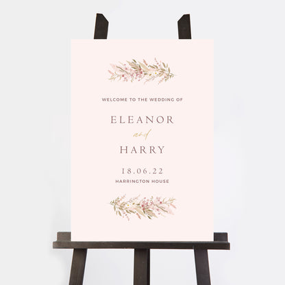 Dried Flower Hoop Wedding Welcome Sign