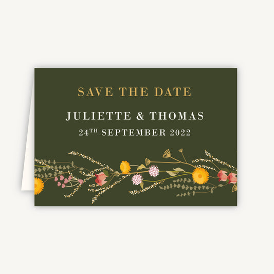 Rustic Wildflowers Folded Wedding Save the Date