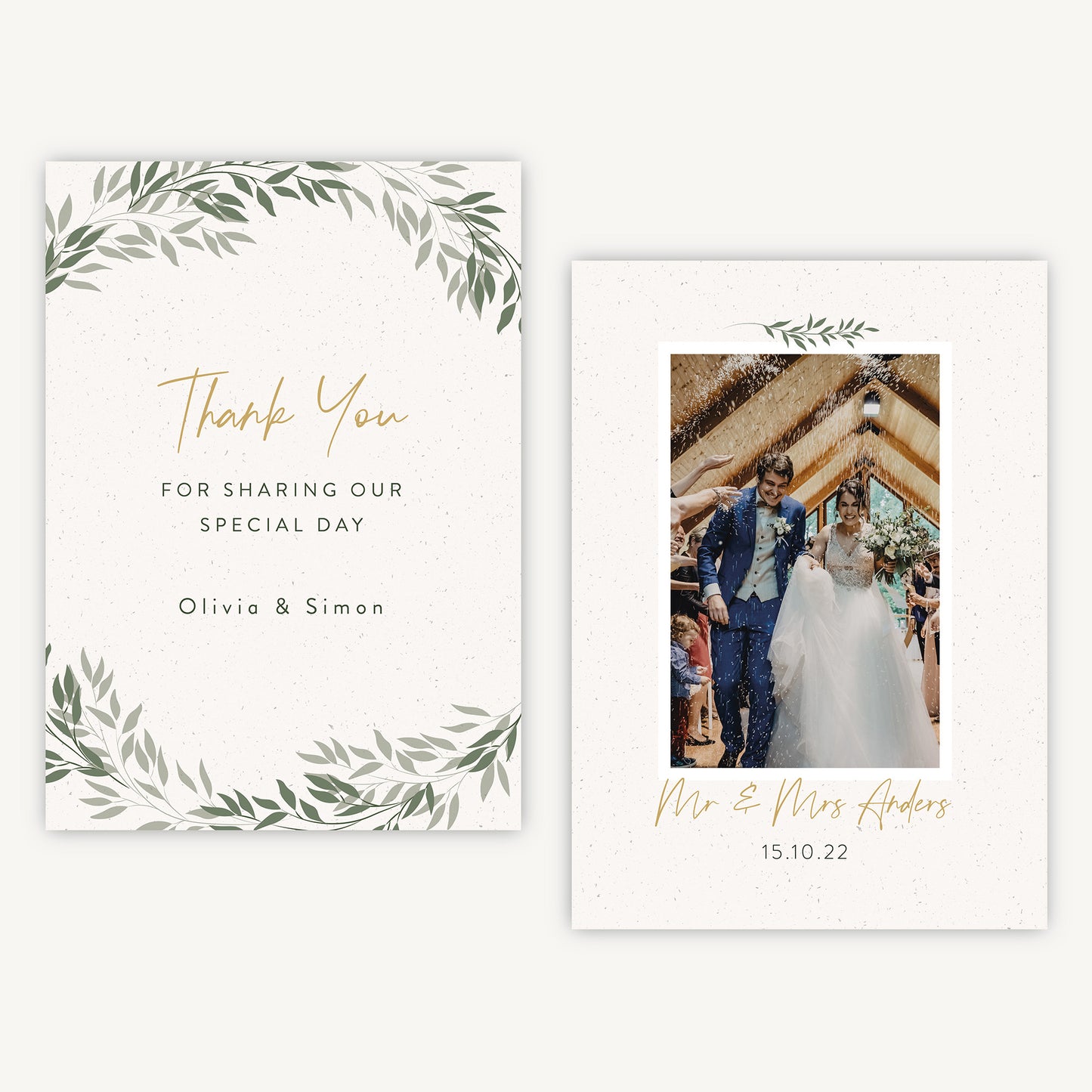 Botanical Rustic Photo Wedding Thank You Card