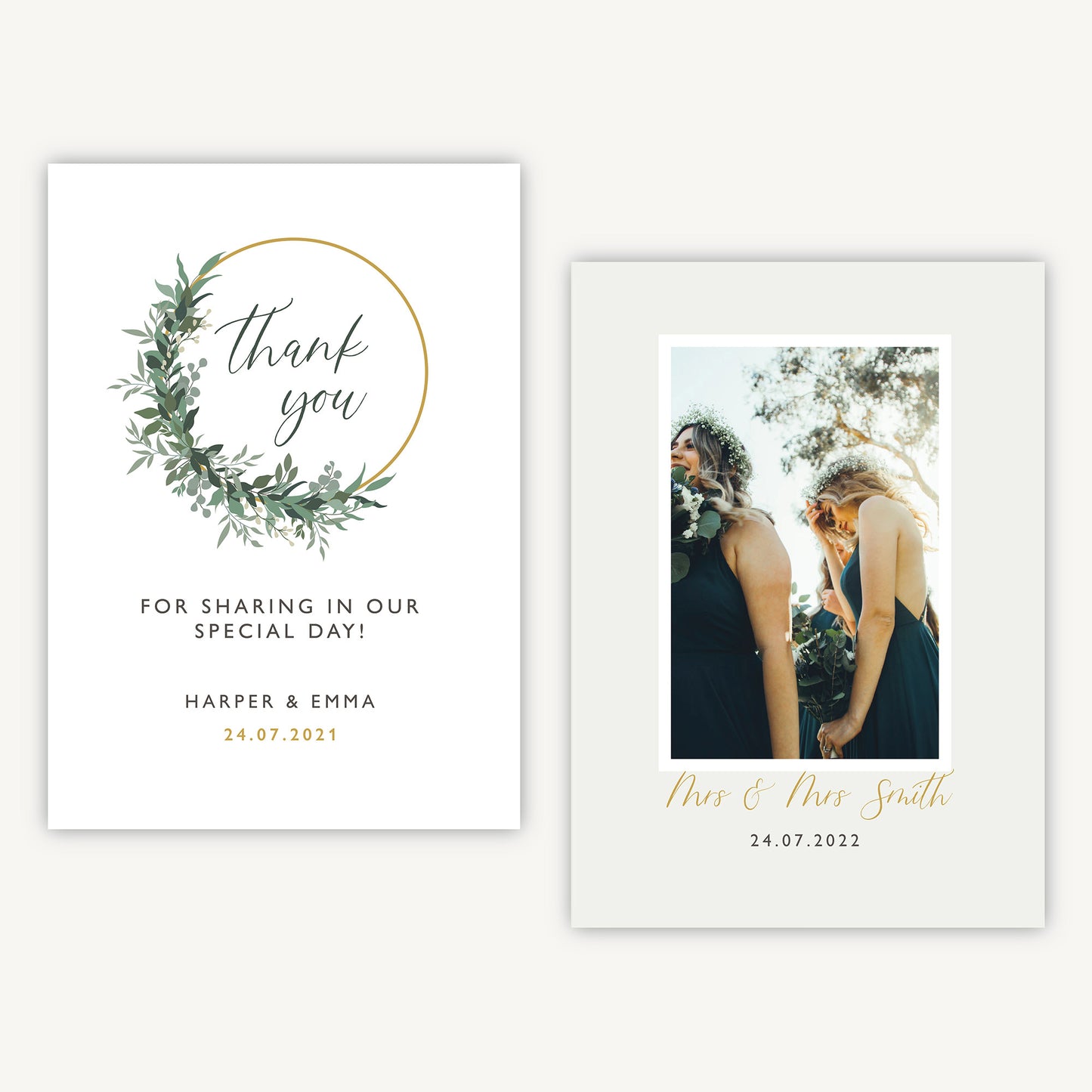 Foliage Hoop Photo Wedding Thank You Card