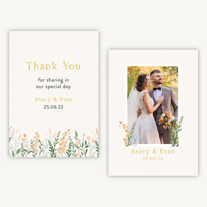 Summer Meadow Photo Wedding Thank You Card