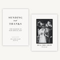 White Modern Script Photo Wedding Thank You Card