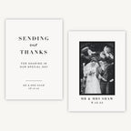 White Modern Script Photo Wedding Thank You Card