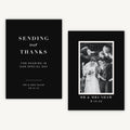 Black Modern Script Photo Wedding Thank You Card