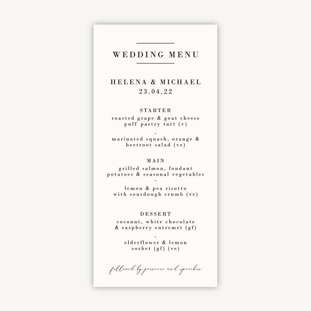 Simple Script Wedding Menu