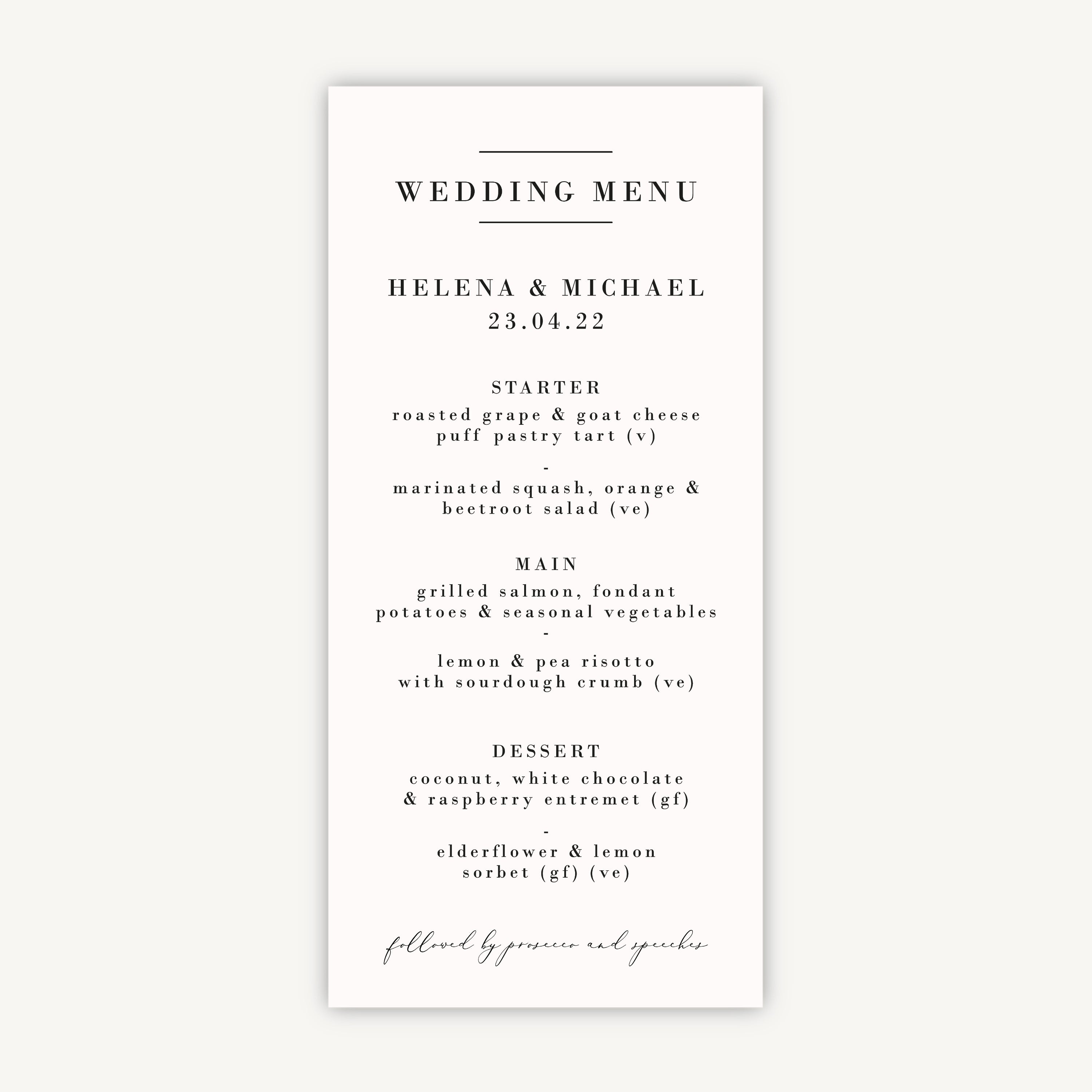 Simple Script Wedding Menu