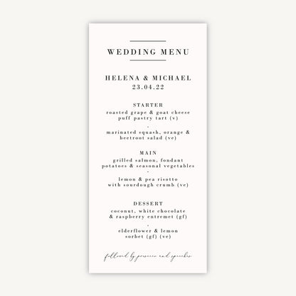 Simple Script Wedding Menu