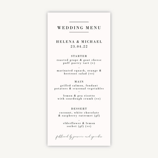 Simple Script Wedding Menu
