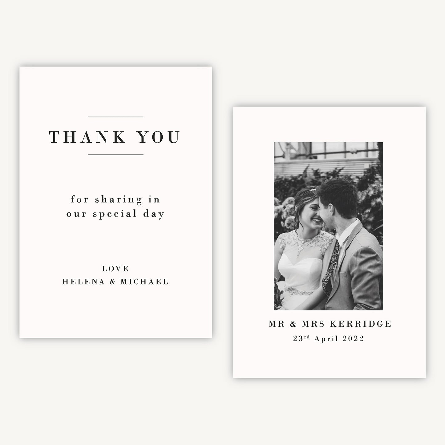 Simple Script Photo Wedding Thank You Card