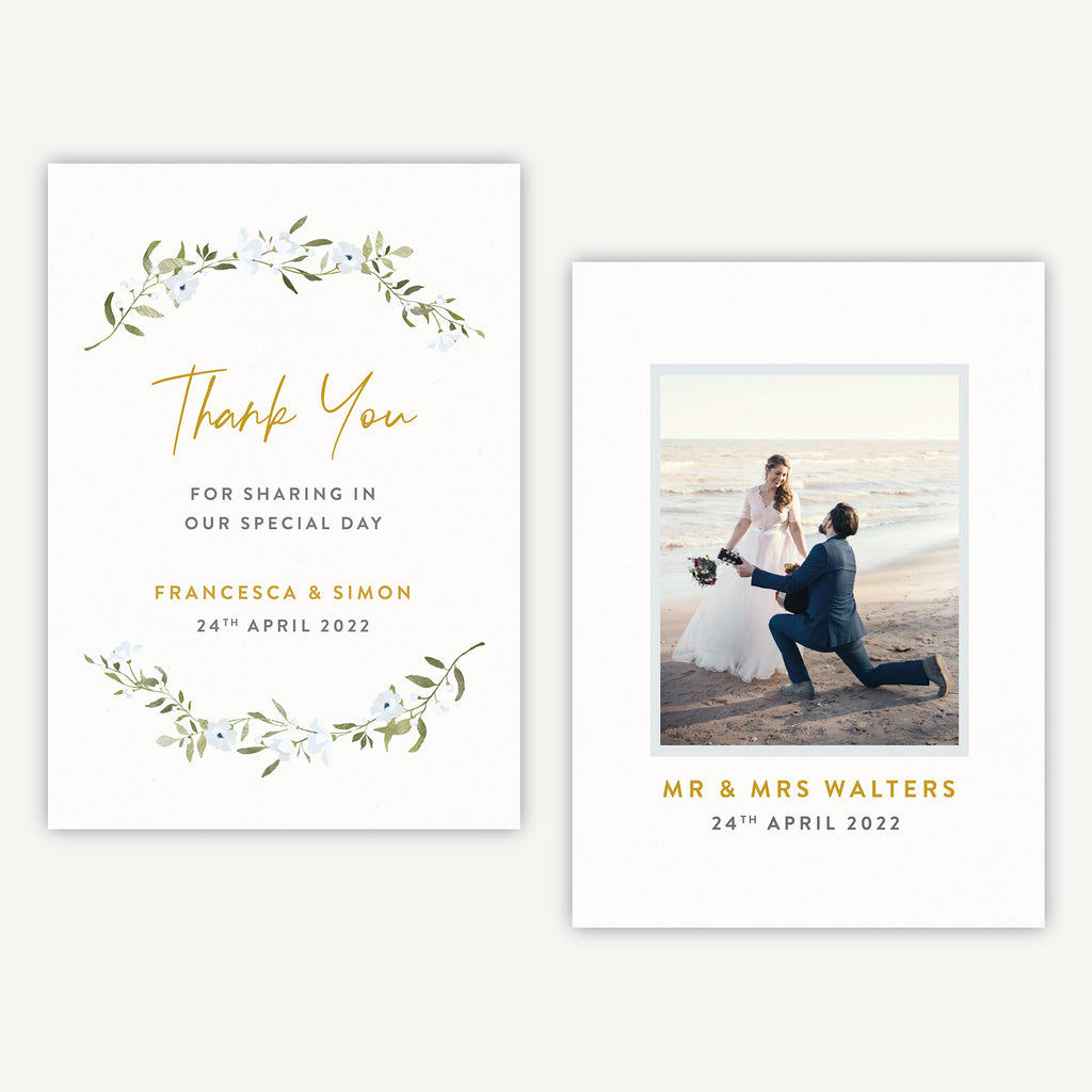 Spring Flowers Photo Wedding Thank You Card