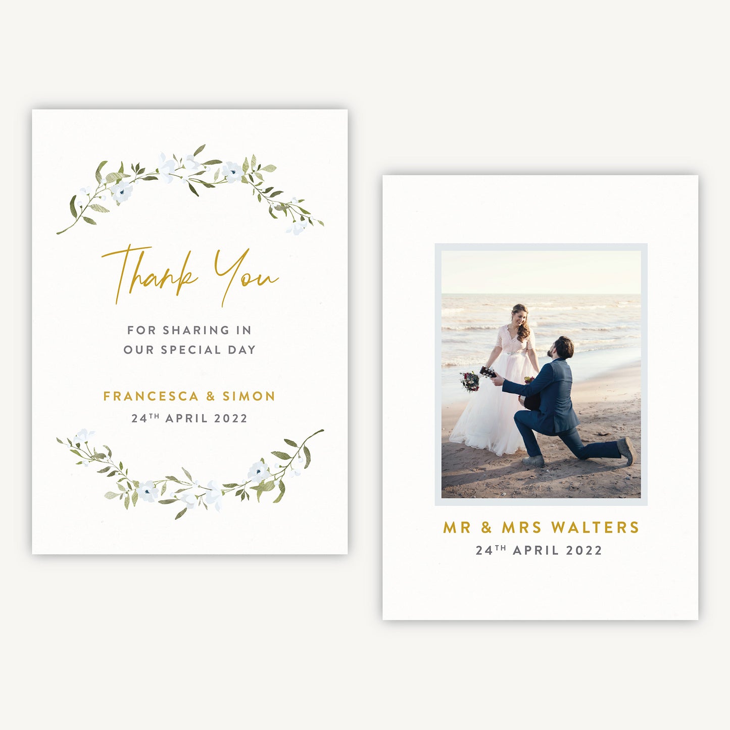 Spring Flowers Photo Wedding Thank You Card