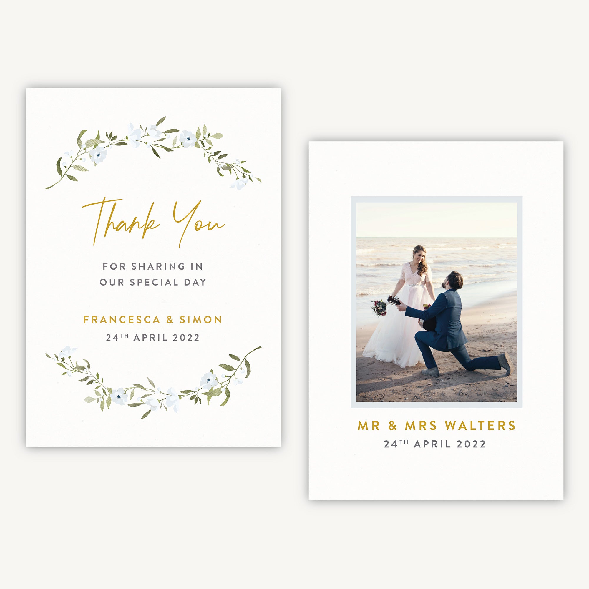 Spring Flowers Photo Wedding Thank You Card