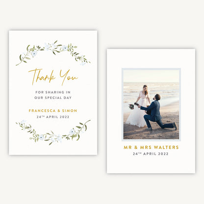 Spring Flowers Photo Wedding Thank You Card