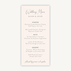 Romantic Script Wedding Menu