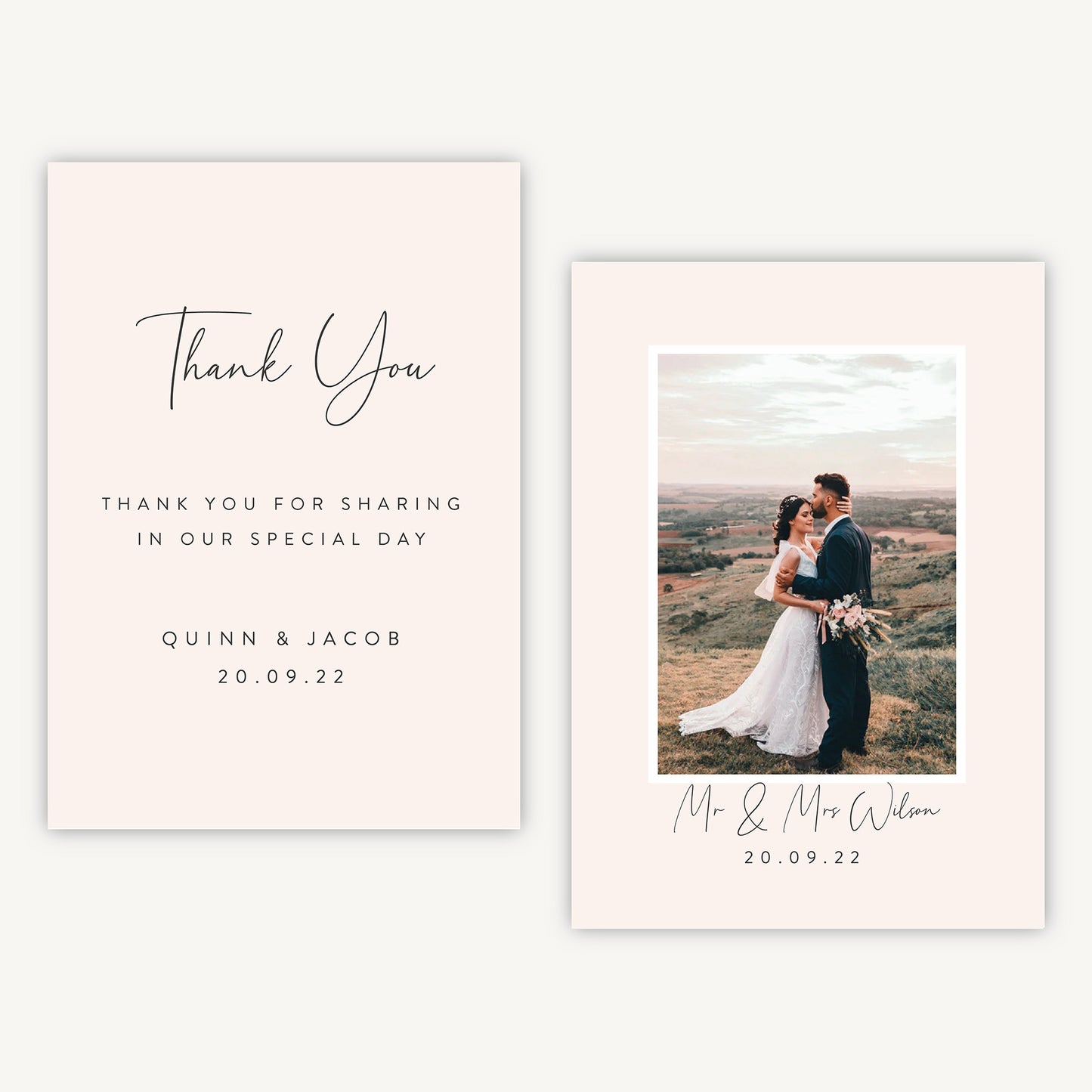 Romantic Script Photo Wedding Thank You Card