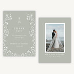 Sage Wildflower Photo Wedding Thank You Card