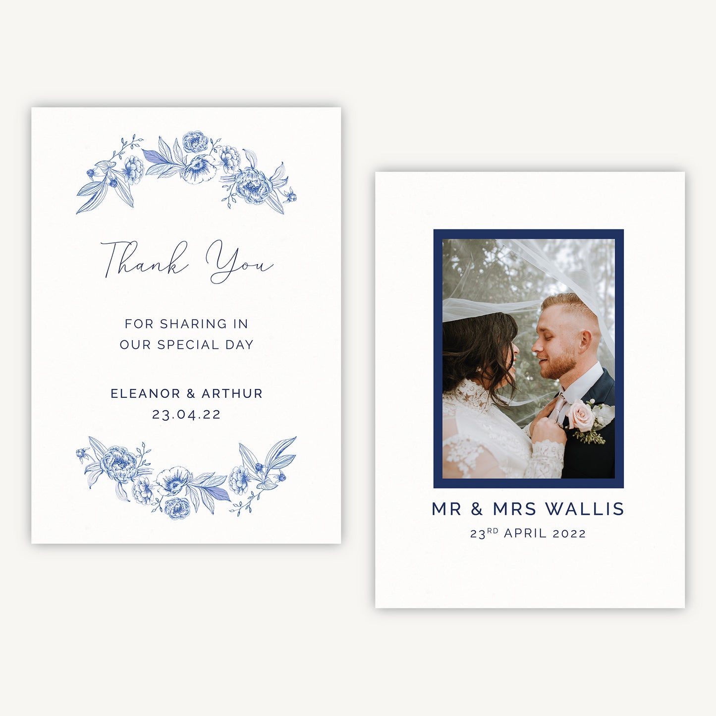Farmhouse Blue Photo Wedding Thank You Card