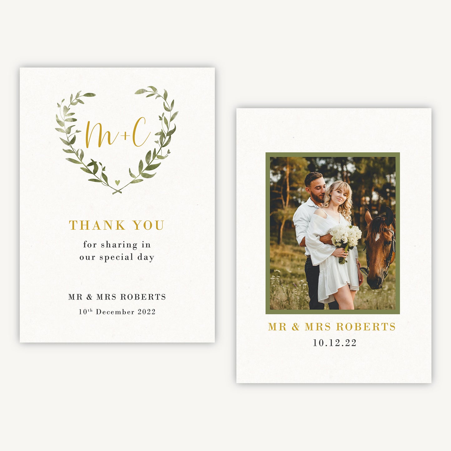 Greenery Botanical Photo Wedding Thank You Card