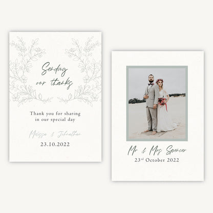 Elegant Floral Photo Wedding Thank You Card