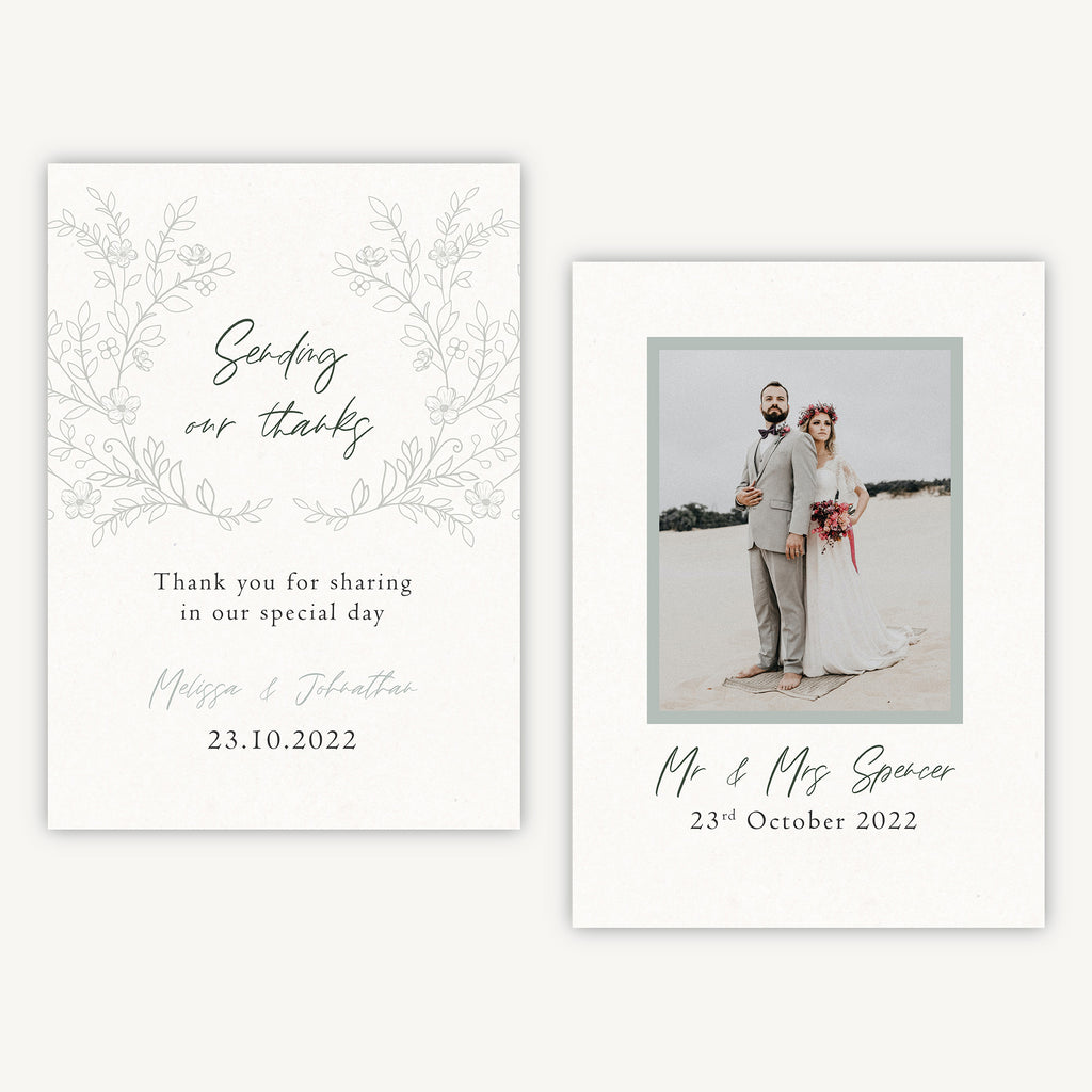 Elegant Floral Photo Wedding Thank You Card