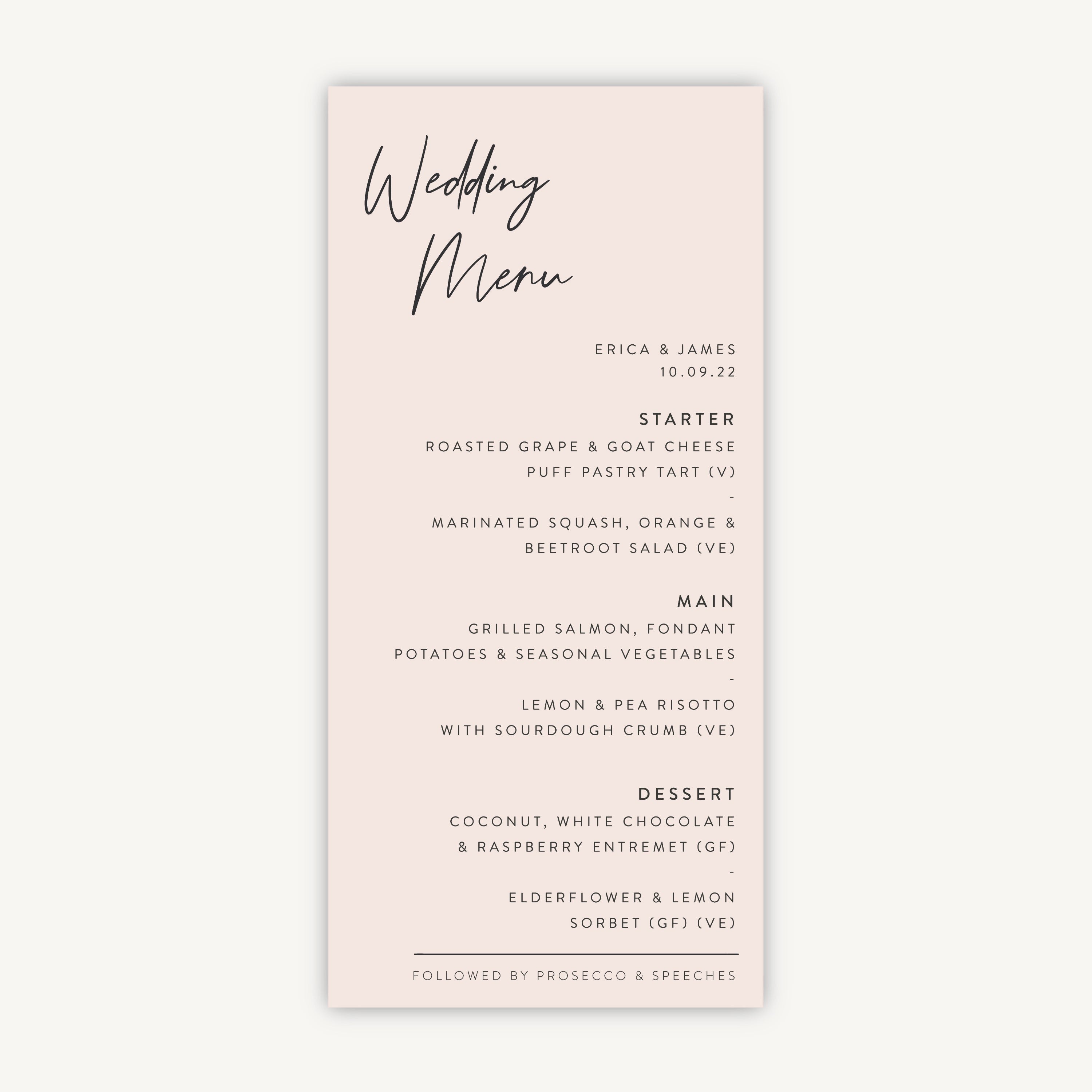 Minimal Script Wedding Menu – Loom Weddings