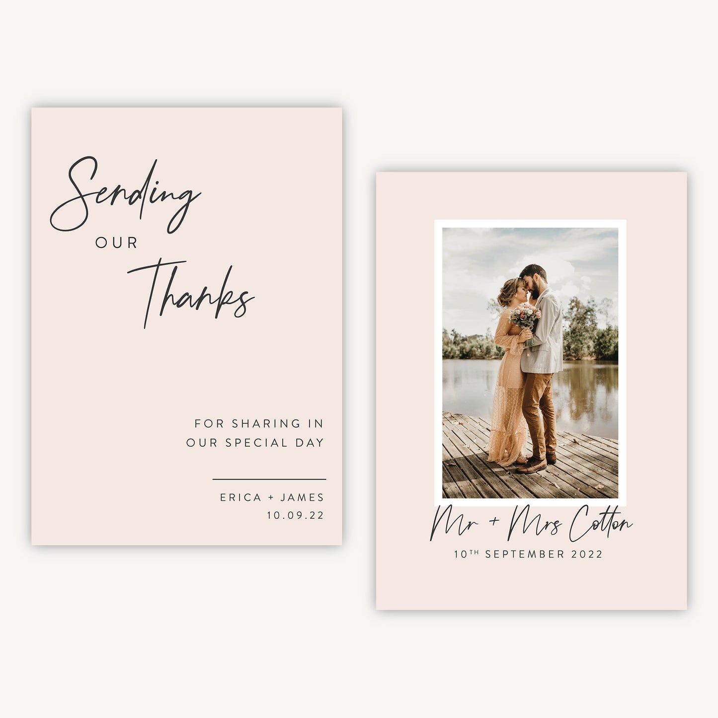 Minimal Script Photo Wedding Thank You Card