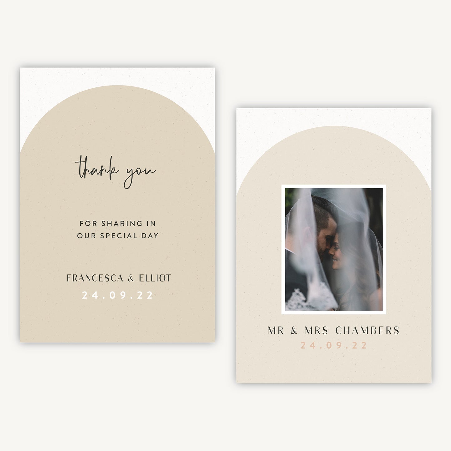 Minimalist Arch Photo Wedding Thank You Card