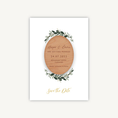Foliage Hoop Wooden Magnet Save the Date