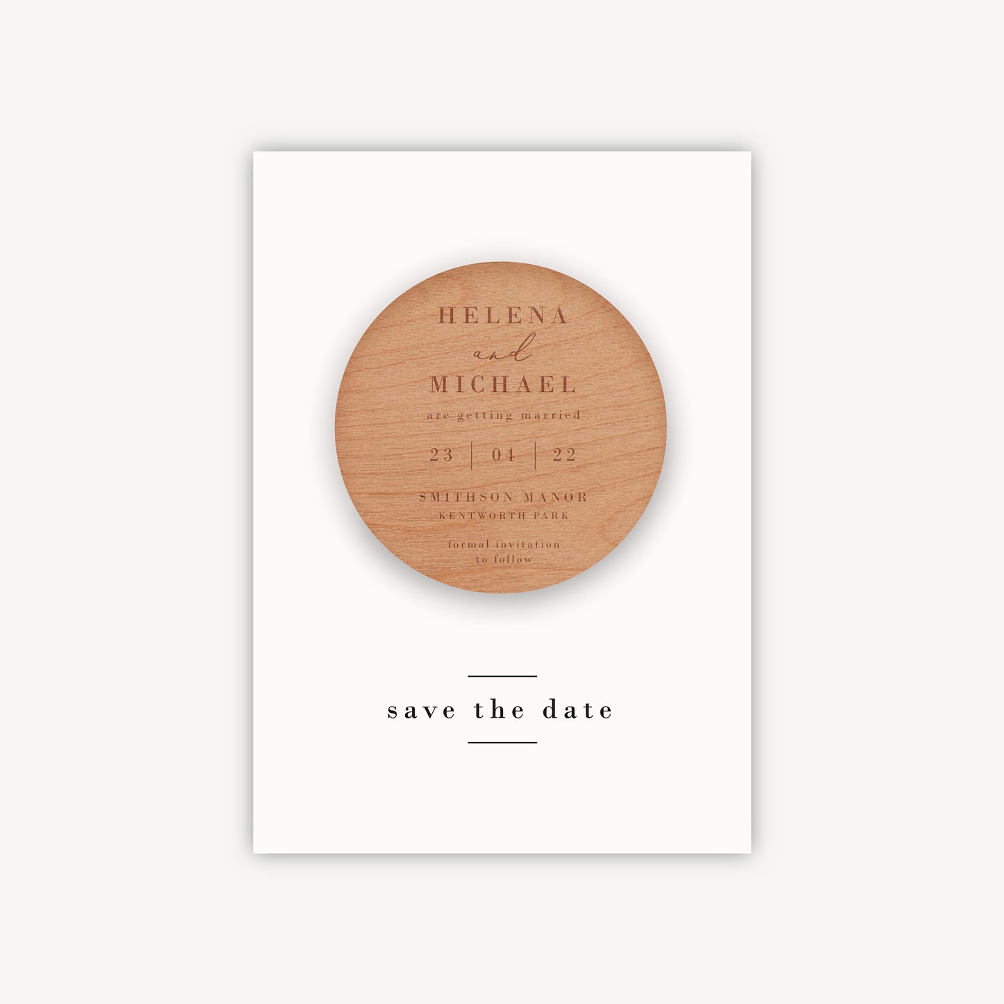 Simple Script Wooden Magnet Save the Date