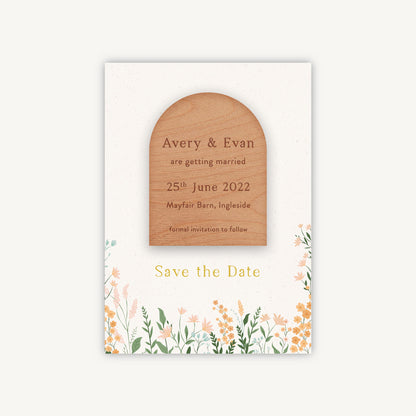 Summer Meadow Wooden Magnet Save the Date